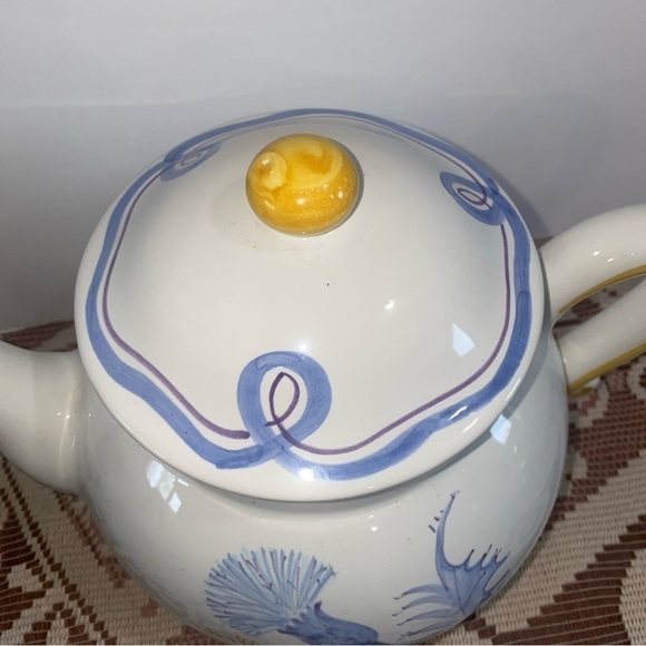 Vintage Laura Ashley Teapot Rare Print Thistle Made In Italy Hand Painted “2000” - Picture 1 of 6